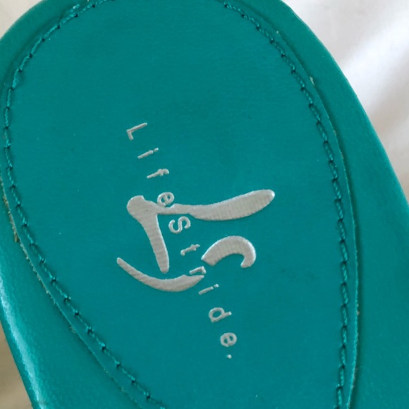 Pretty teal wedge sandals - Picture 4 of 6